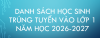 Danh sách học sinh trúng tuyển vào lớp 1 Năm học 2026 2027